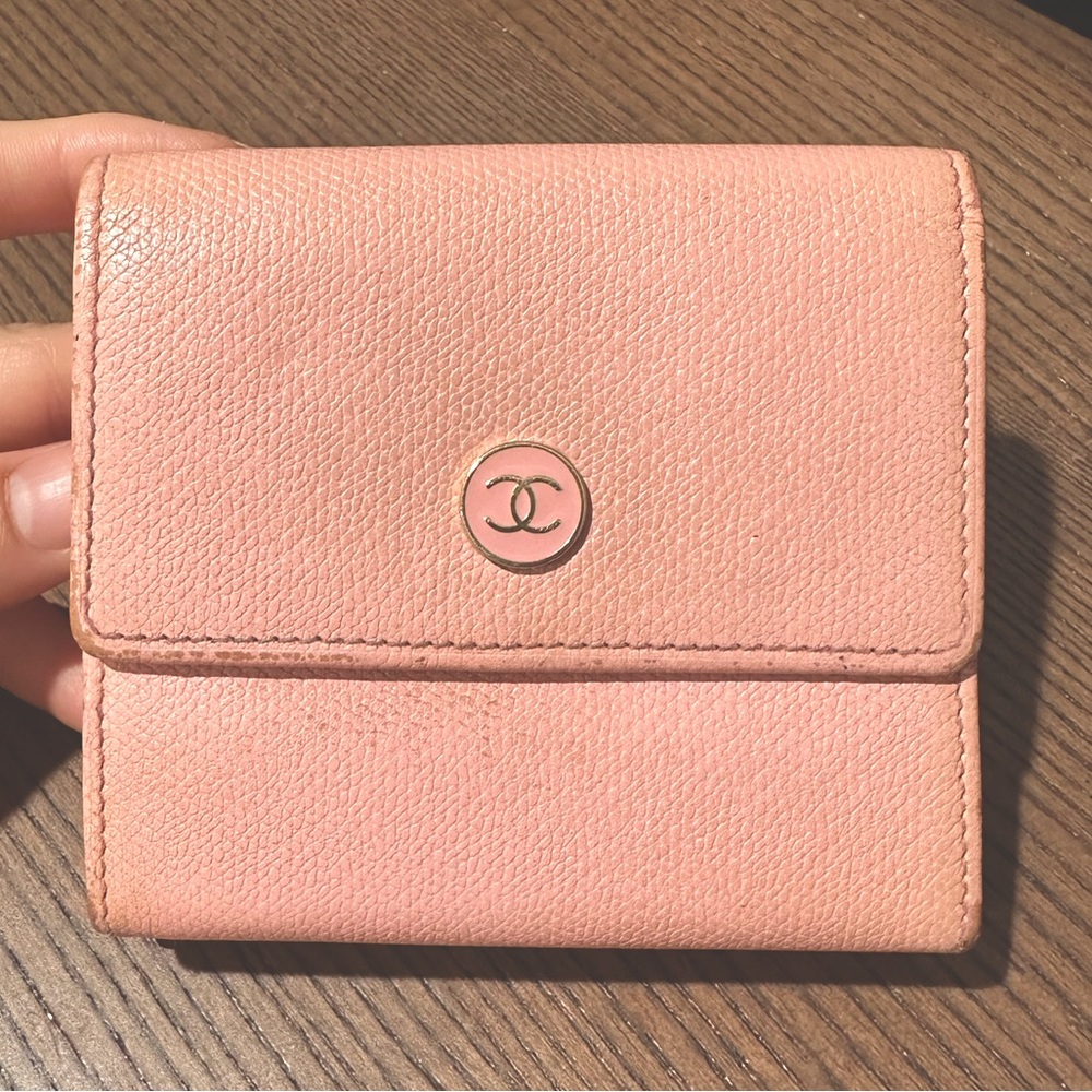 Chanel Pink Sevruga Caviar Compact wallet